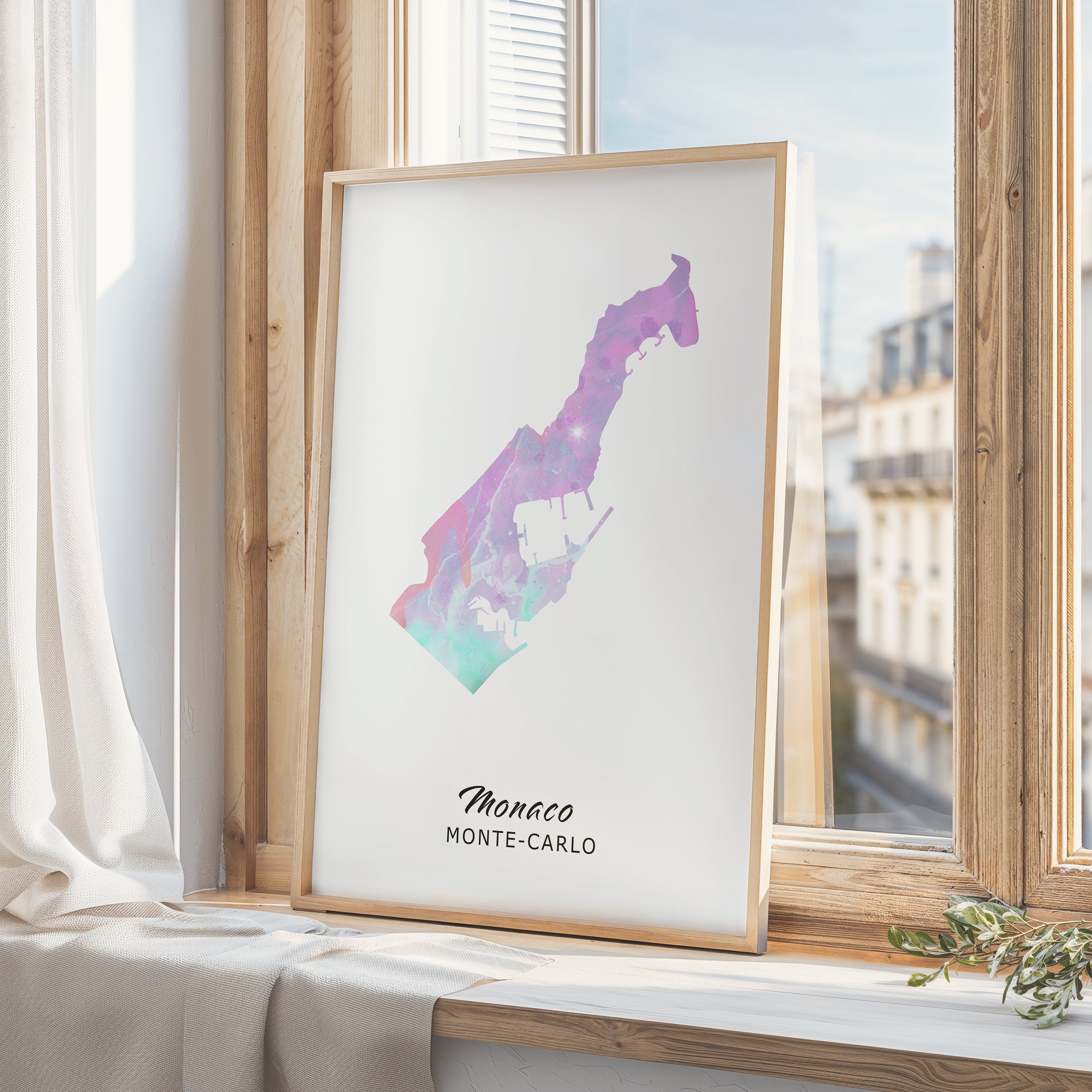 Custom watercolour Map Print - Any Country, Wall Art Map Print
