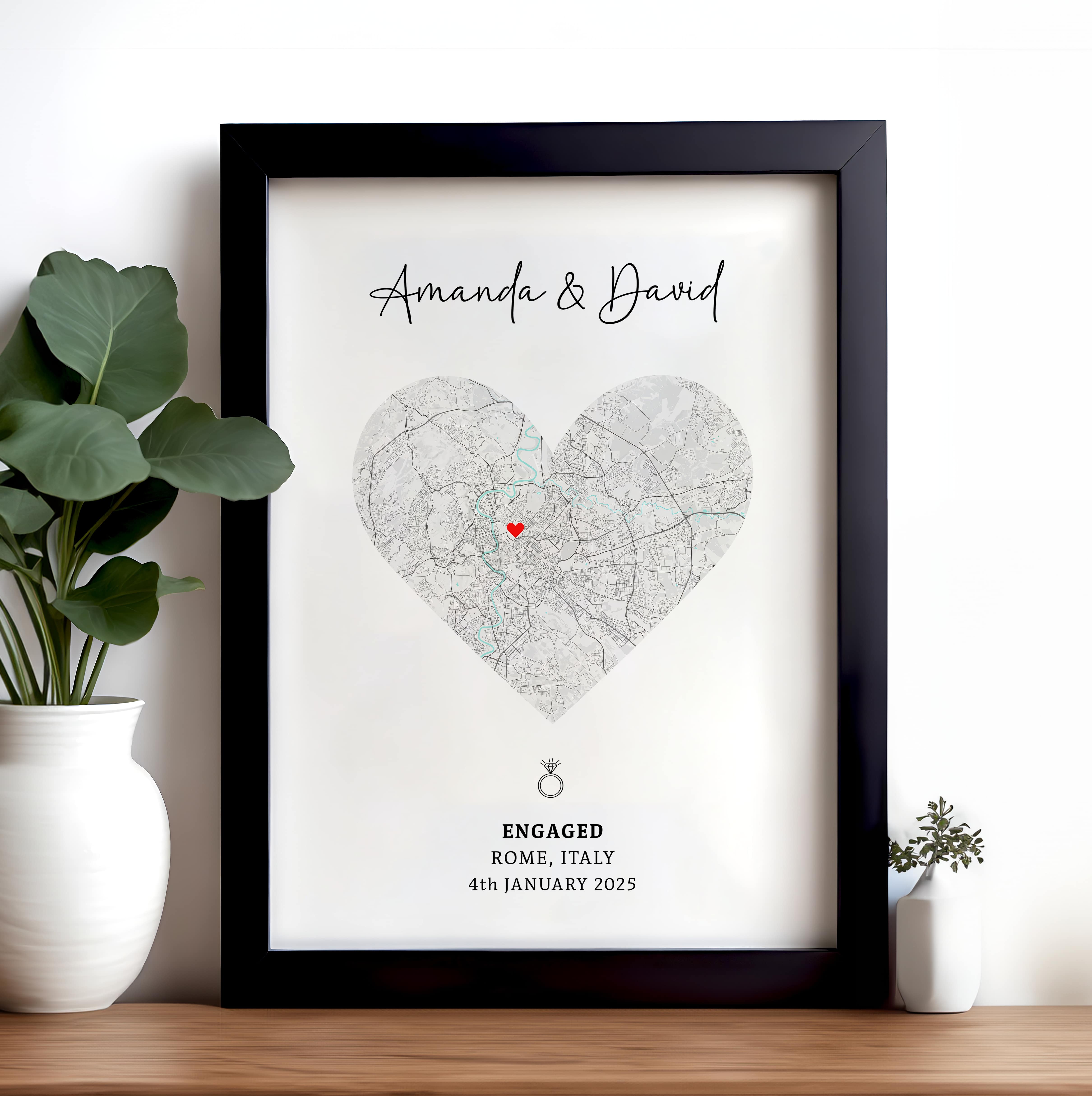 Engagement Print, Custom Multi-Design Map
